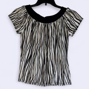 Anne Klein Black and white Striped Blouse